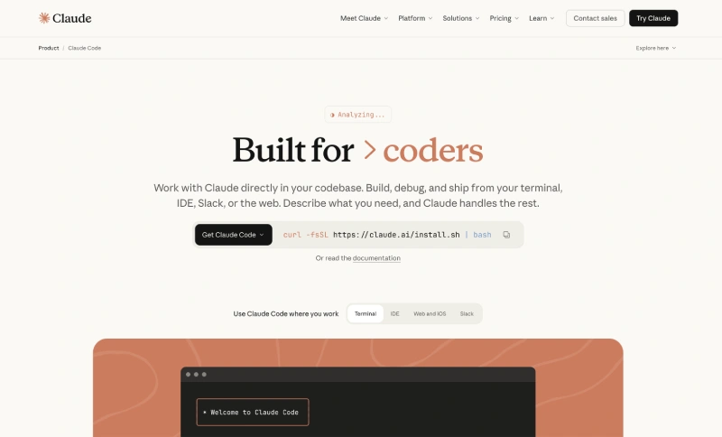 claude for code - vibe coding platform