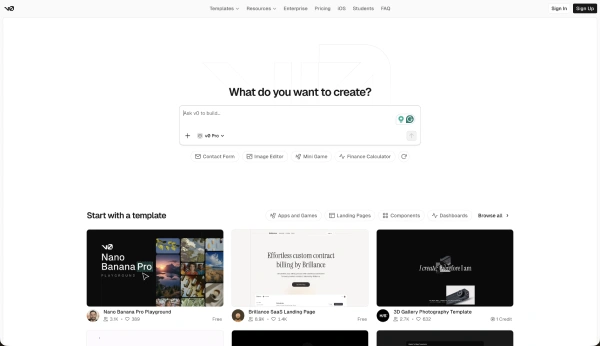 v0 by vercel - top vibe coding tool
